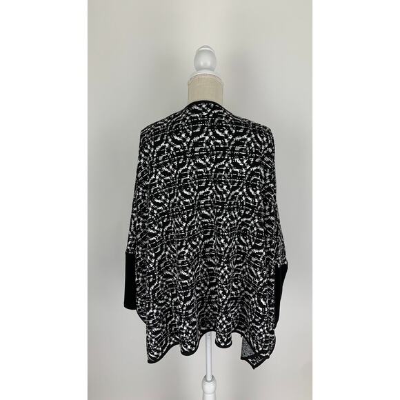 Joseph Ribkoff Womens Black Open Front Cardigan Sweater Sleeve Size 12 White - Picture 3 of 9